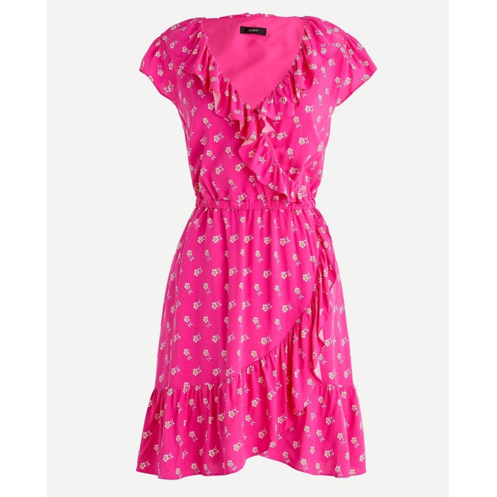J. Crew Pink V-Neck Ruffle Dress
